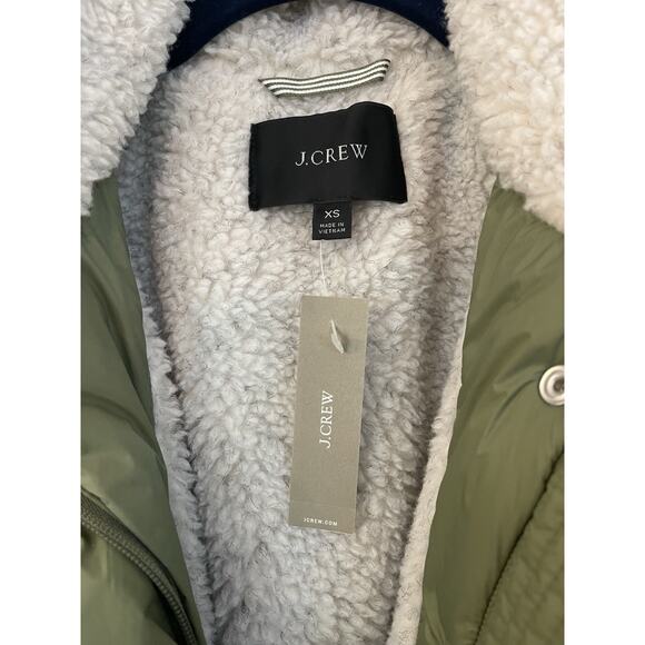 NWT J. CREW Retail $248 Women's SHERPA-LINED PUFFER JACKET SURPLUS GREEN Size XS - Picture 6 of 6